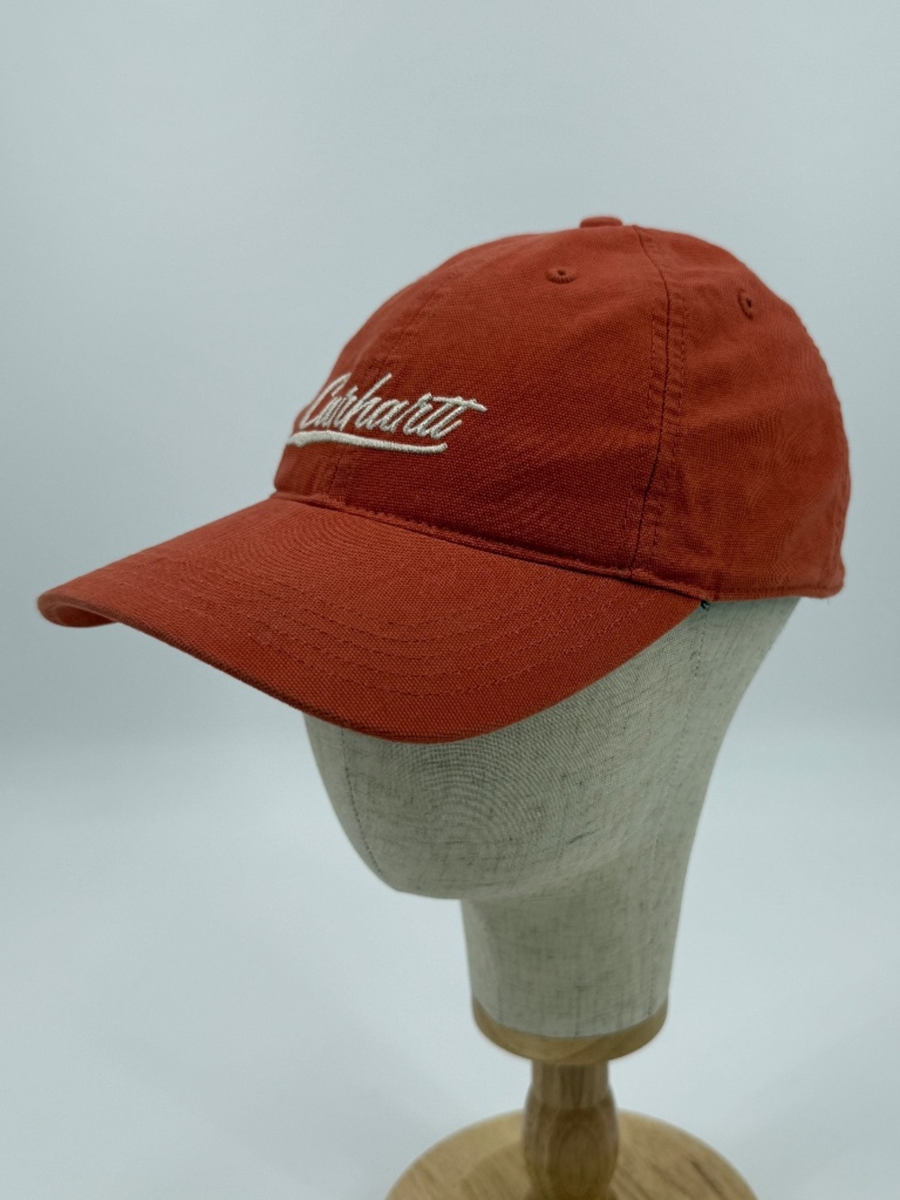 Carhartt Script Embroidered Strapback Hat Burnt Orange Canvas Baseball Cap Work